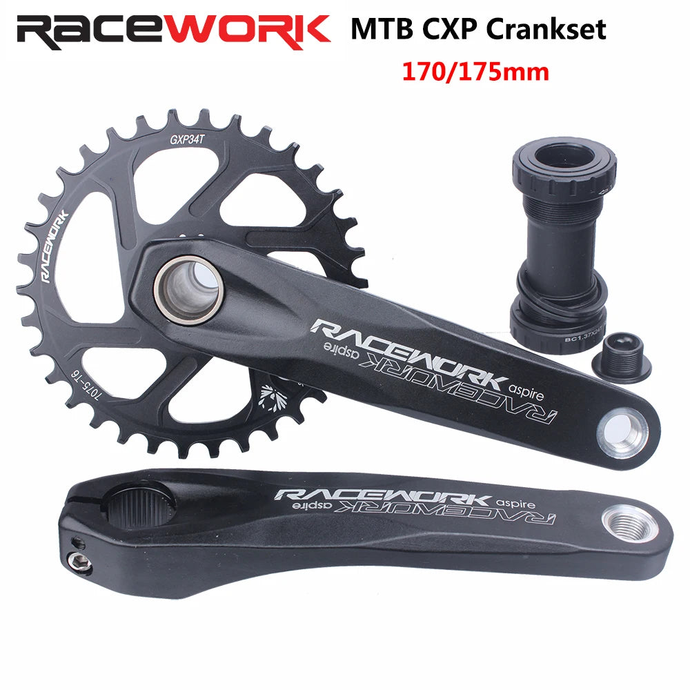 RACEWORK MTB Crankset 170/175mm Mountain Bike Crank Chainring 32/34/36/38T