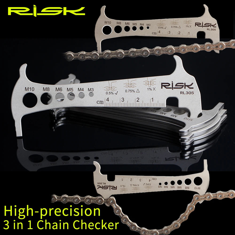 RISK 3 in 1 Bicycle Chain Checker Stainless Steel