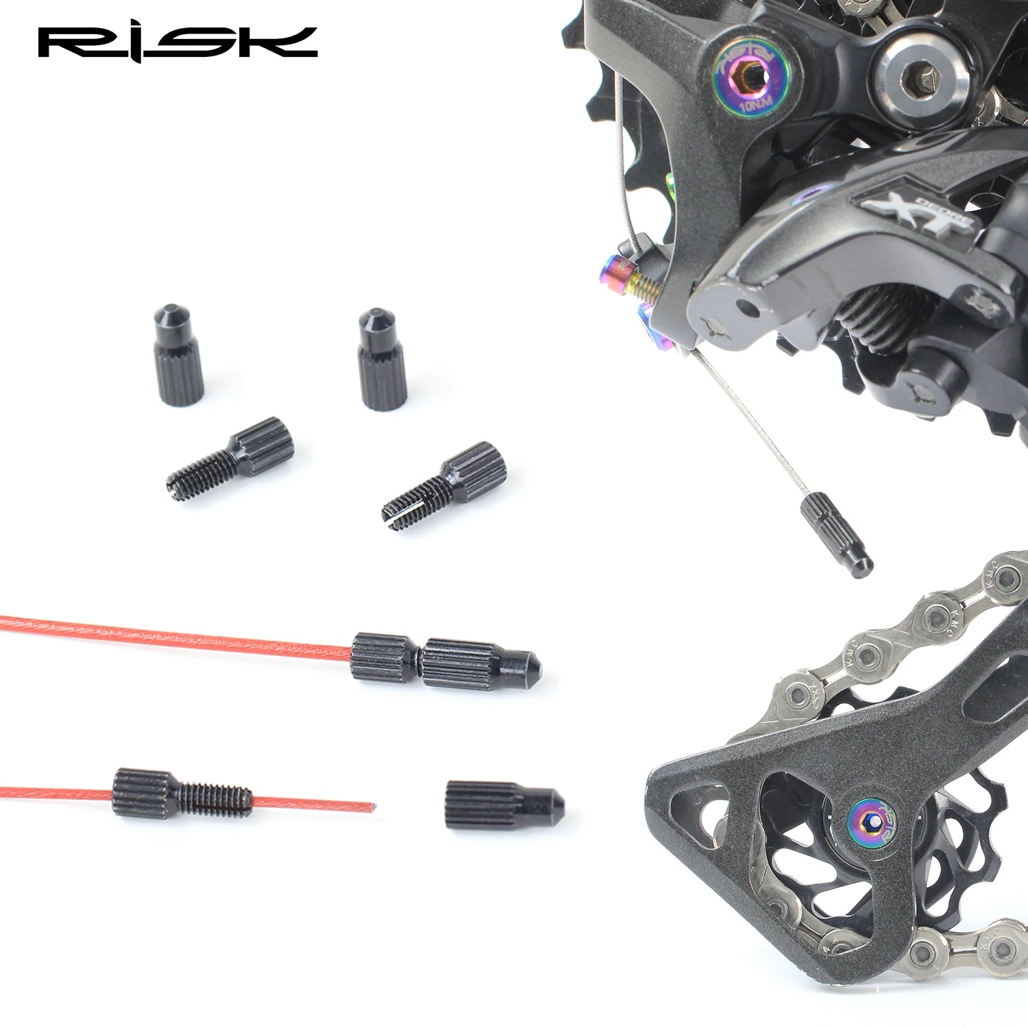 RISK Bicycle Derailleur Shift Brake Tool-free Inner Cable End Cap Aluminium Alloy