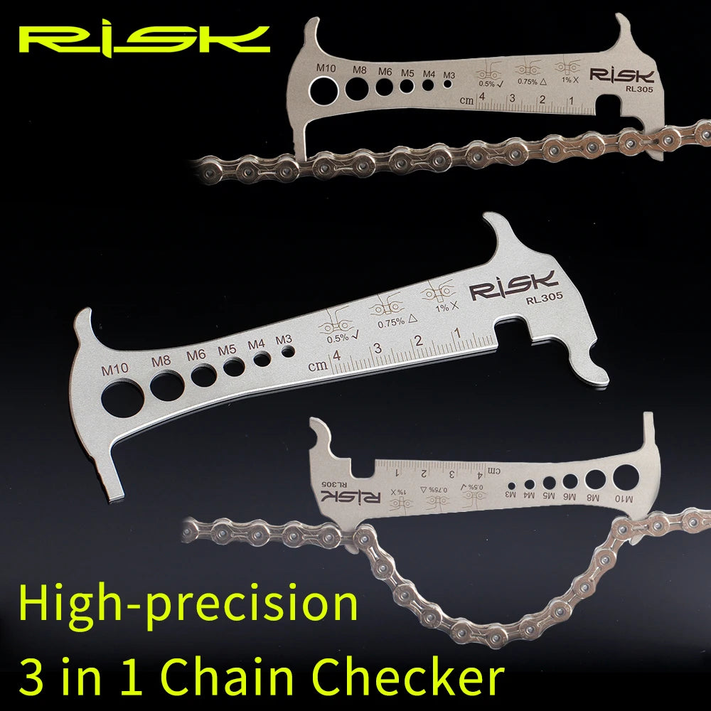 RISK 3 in 1 Bicycle Chain Checker Stainless Steel