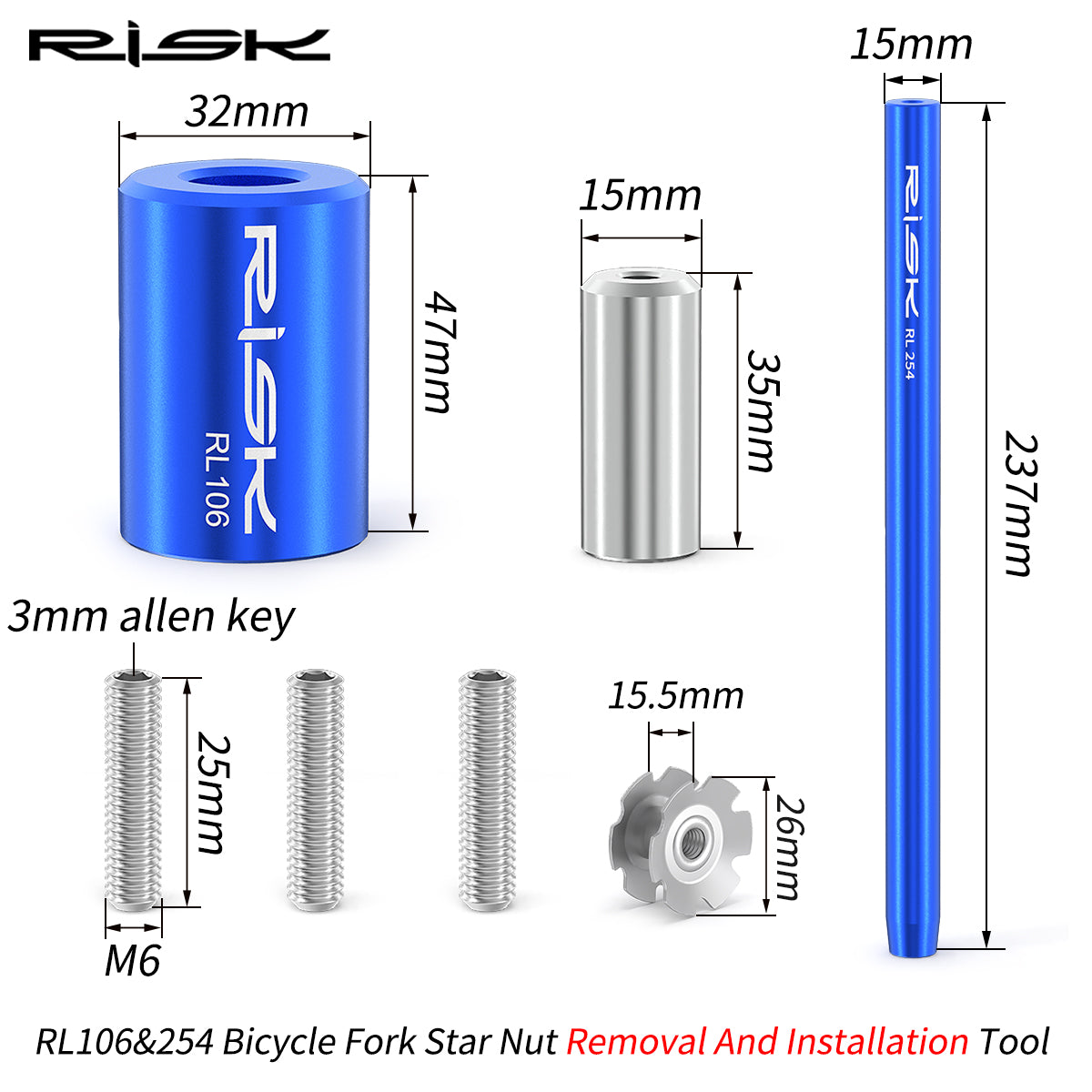 RISK Bicycle Fork Star Nut Removal And Installation Tool