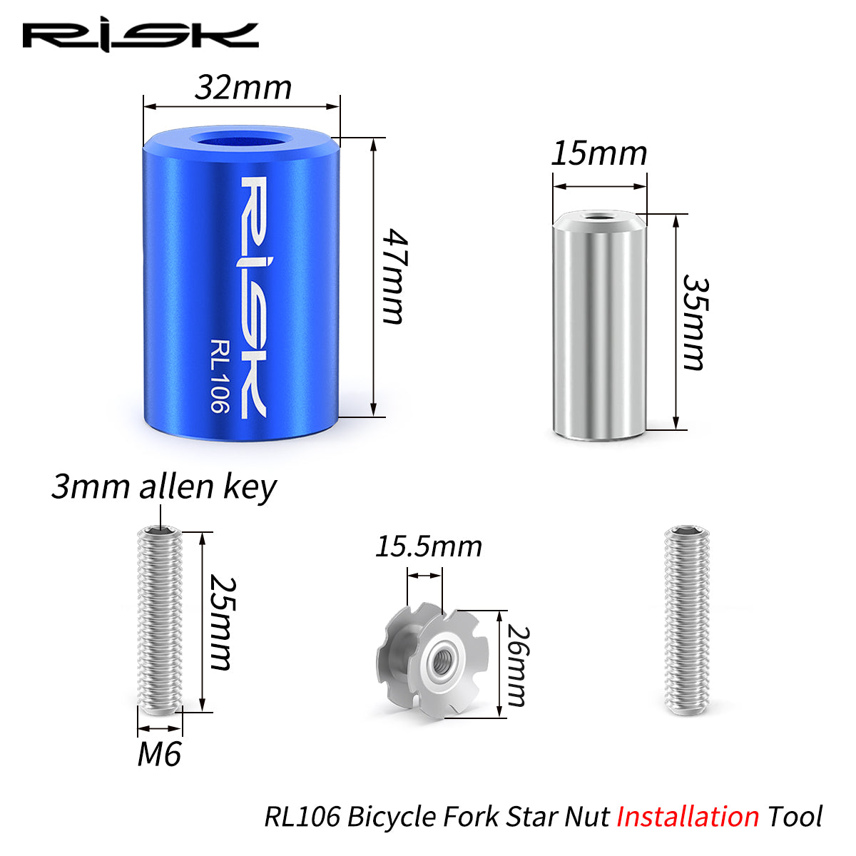 RISK Bicycle Fork Star Nut Removal And Installation Tool