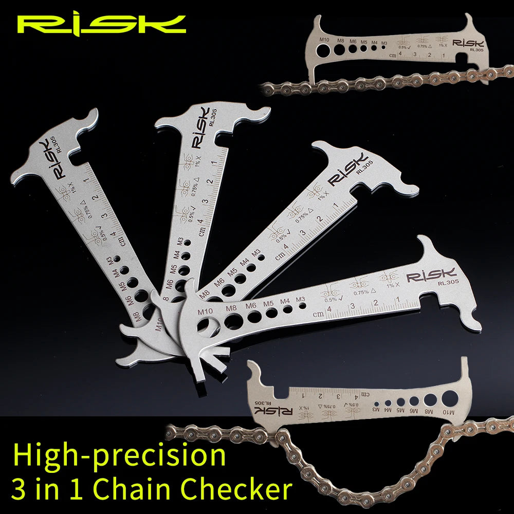 RISK 3 in 1 Bicycle Chain Checker Stainless Steel